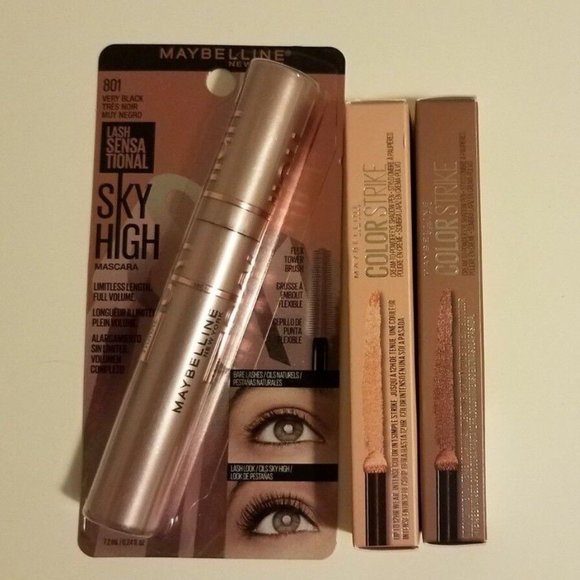 New Maybelline Color Strike Eyeshadow Rally Spark Sky High Mascara Very Black